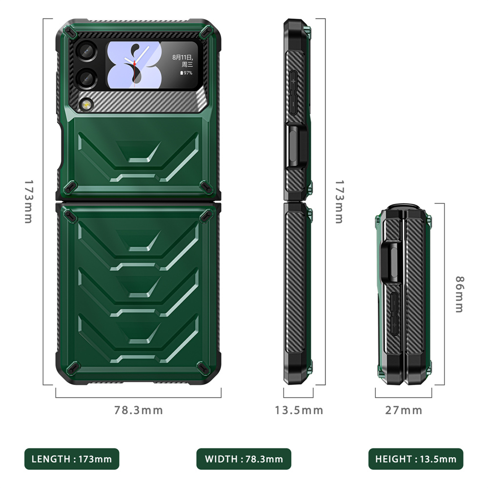 Rugged Shockproof Mobile Phone Back Cover Case For Samsung Galaxy Z Flip 3 5G Folding Phone Case Cover