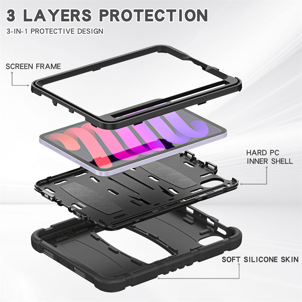 3 layer perfect protective shockproof tablet cover case for iPad mini 6 case with pencil holder