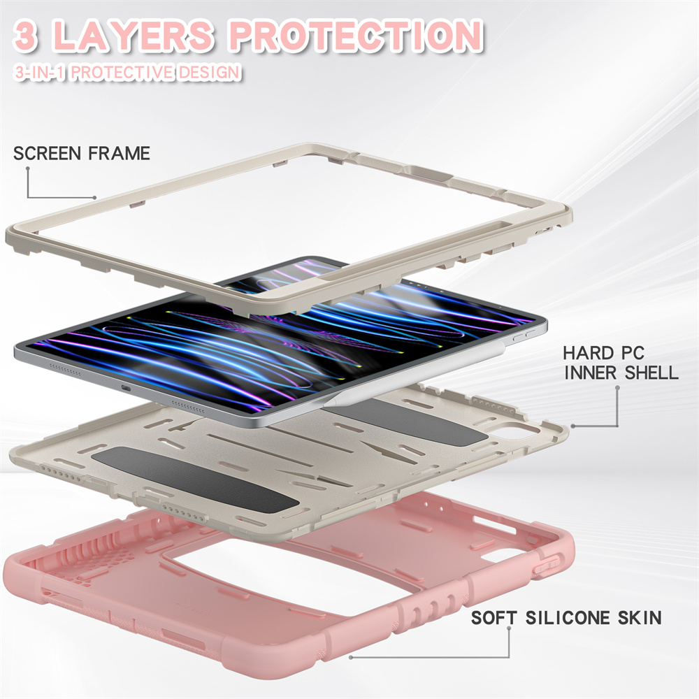 Silicone Tablet Case Back Cover For Apple iPad Pro 12.9 inch 2020 4th 2018 3rd generation Case With Kickstand