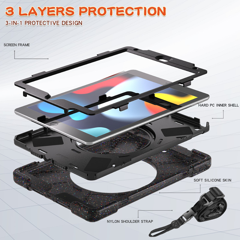360 full body cover silicon tablet case For ipad 10.2 inch 2021 9th generation case cover with handle