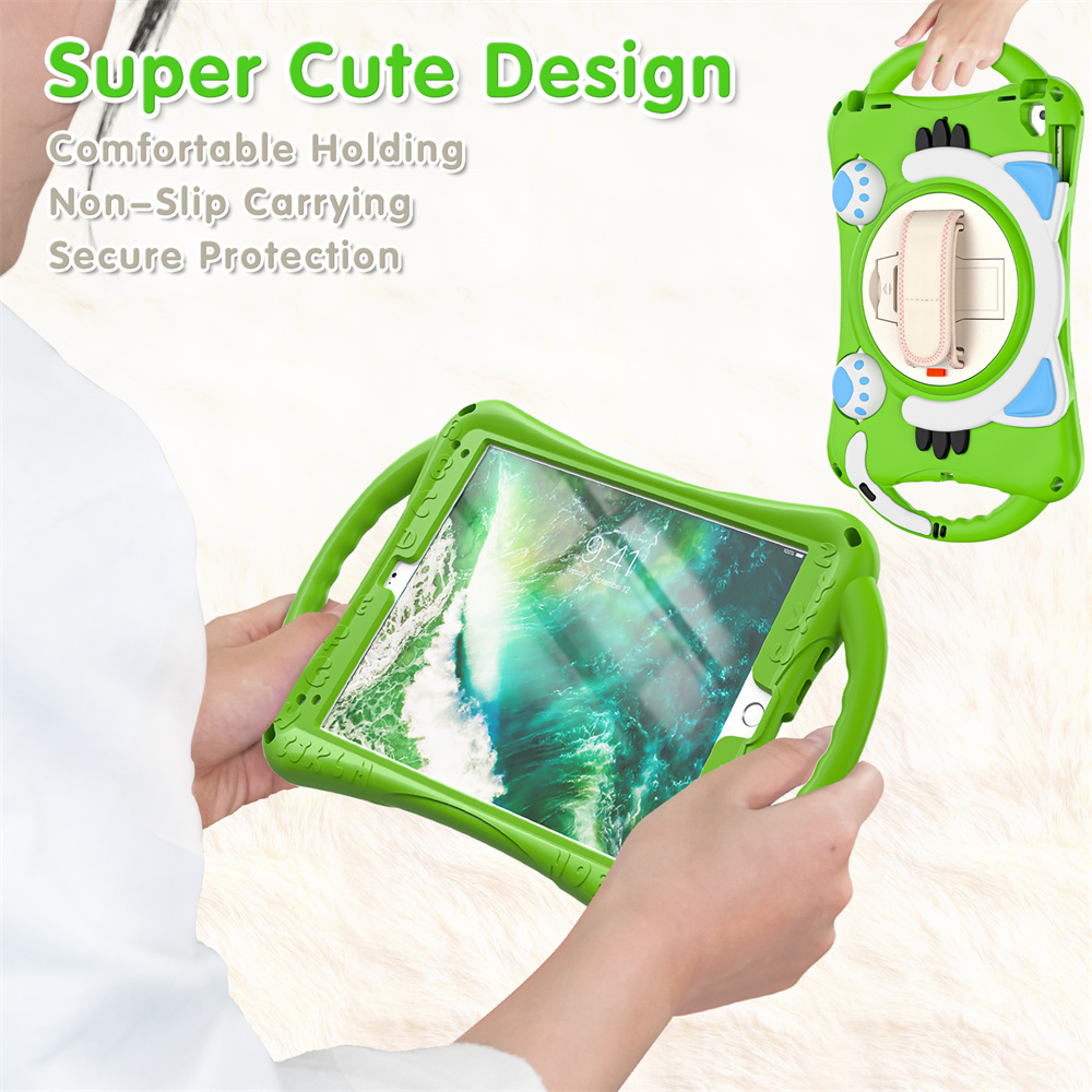 Kids cartoon design tablet back cover case for iPad 2017 2018 Pro 9.7 AIr 2 case with shoulder strap