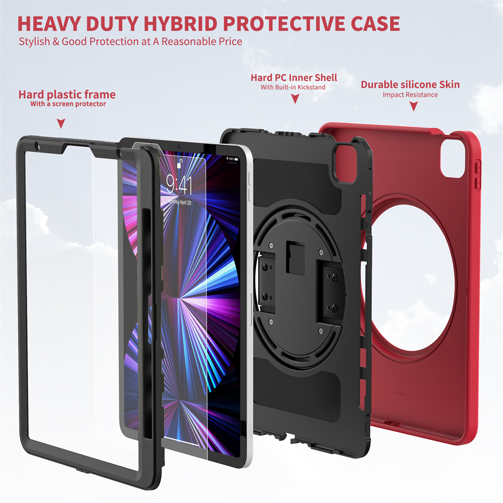 Tablet Cover Rugged Case For iPad Pro 11 12.9 Air 10.9 inch ios And Tablet PC Case With Hand Strap