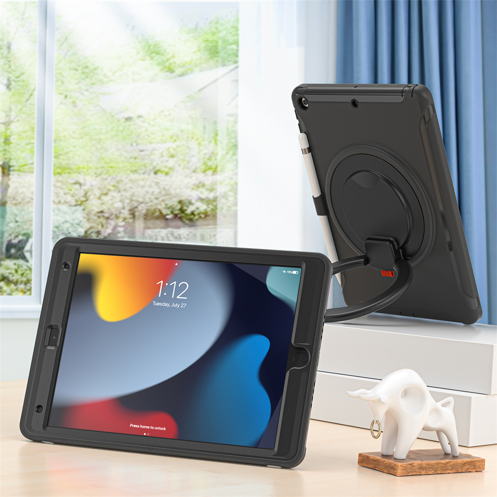 Tablet shockproof protective case for ipad 10.2 2021/2020/2019 cover case with kickstand handle and pencil holder