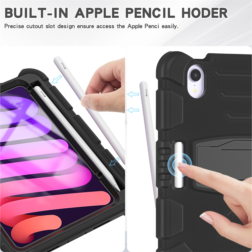 3 layer perfect protective shockproof tablet cover case for iPad mini 6 case with pencil holder