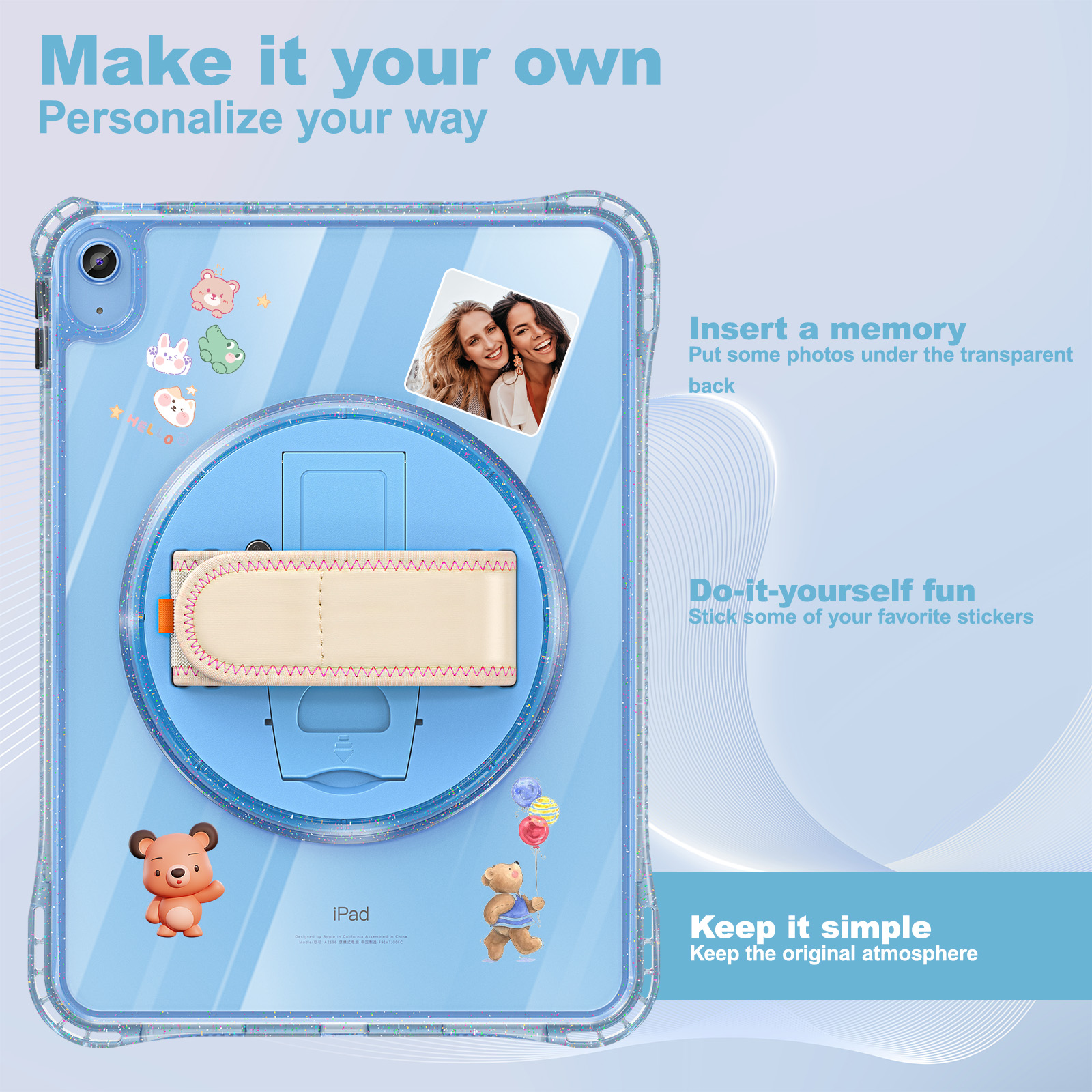 Transparent Protective Case For iPad With Hand Strap And Pencil Holder Shockproof 10th 10.9 inch 2022 