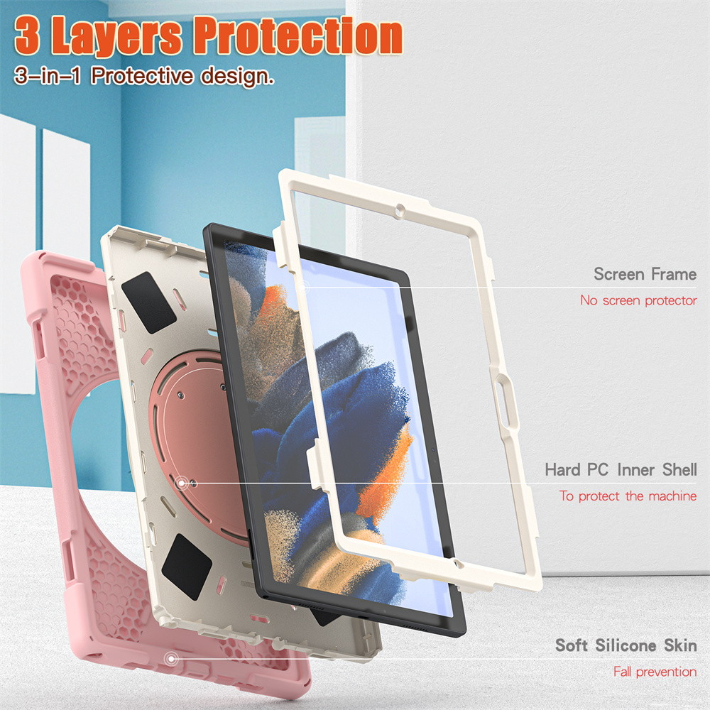 Full Cover Protective Tablet Case For Samsung Galaxy Tab A8 2022 X200 X205 Case With 360 Rotating Kickstand