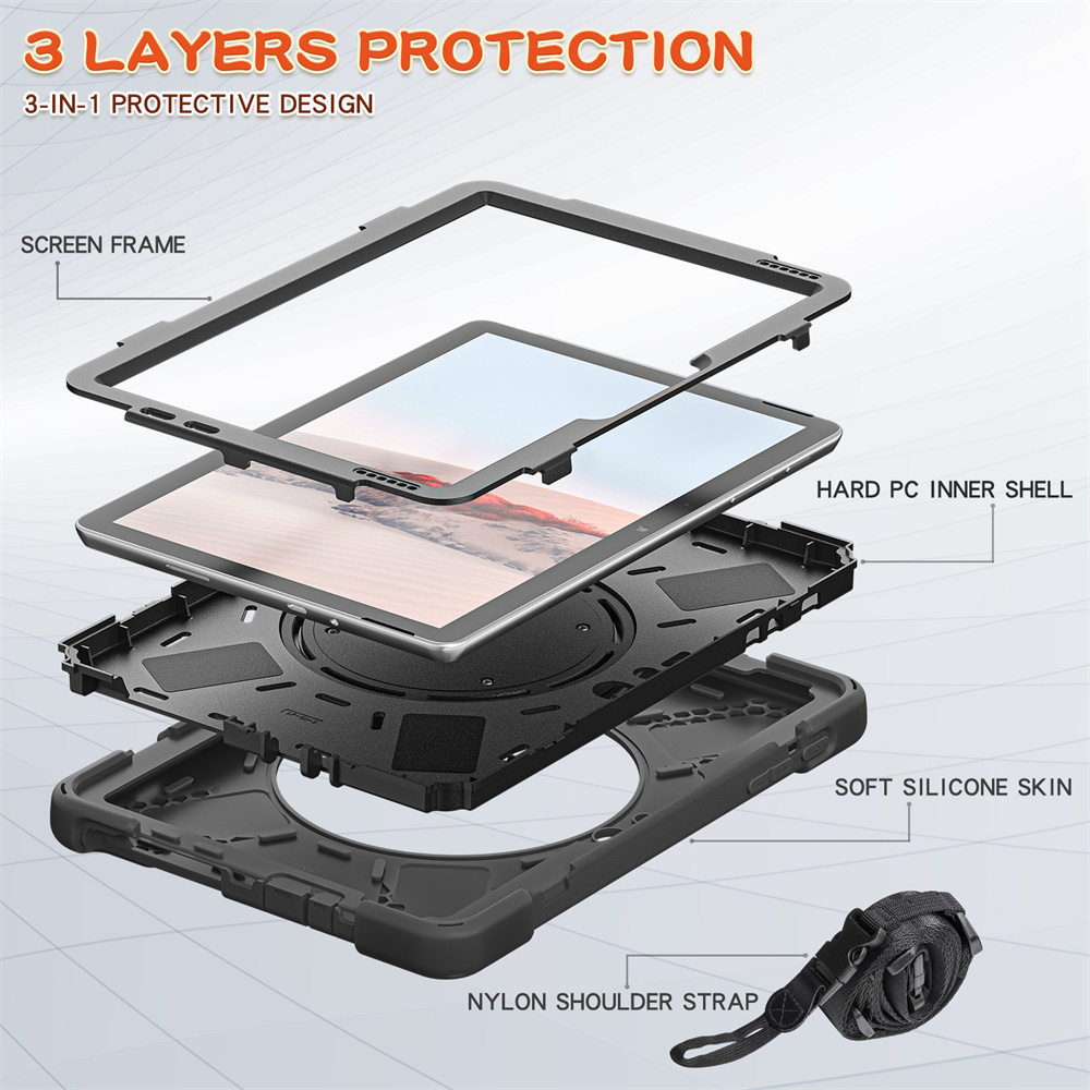 Silicone Shockproof Stand Back Cover Rugged Case For Microsoft Surface Go 2th/3th 10.5 inch Tablet Case