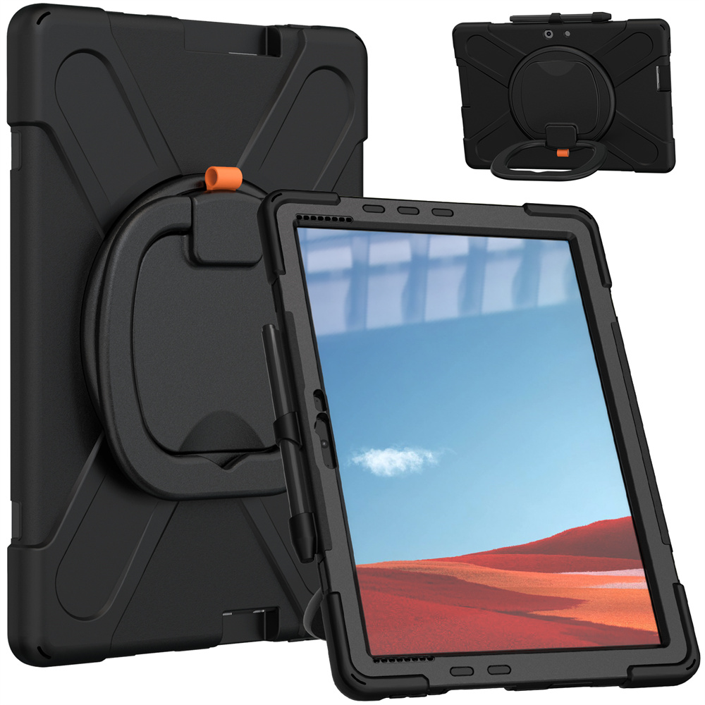 360 Rotating Kickstand Hand Shoulder Strap Tablet Cover Case For Microsoft Surface Pro X Case With Pencil Holder
