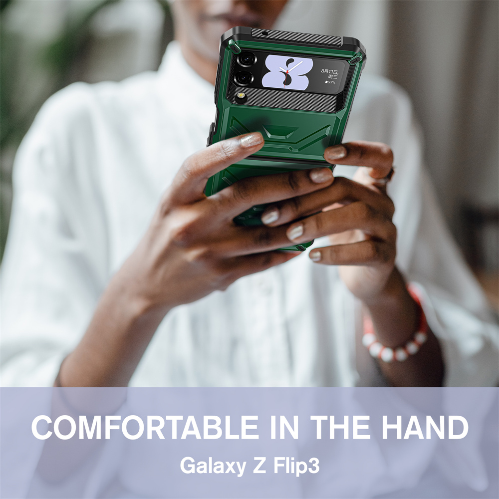 Rugged Shockproof Mobile Phone Back Cover Case For Samsung Galaxy Z Flip 3 5G Folding Phone Case Cover