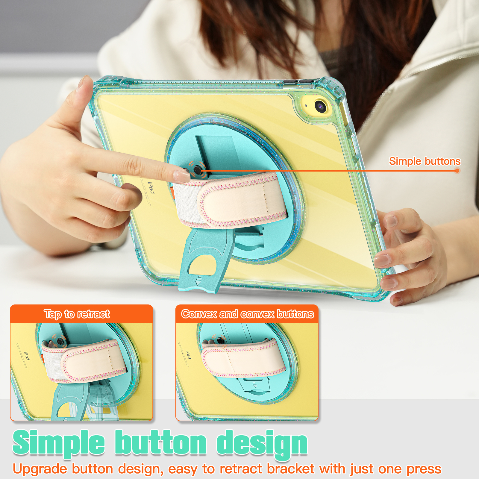 Shockproof TPU&PC Case Cover For iPad Pro 12.9 2024 Protective Case For iPad 10th 10.9 2022 For iPad 10.2 11