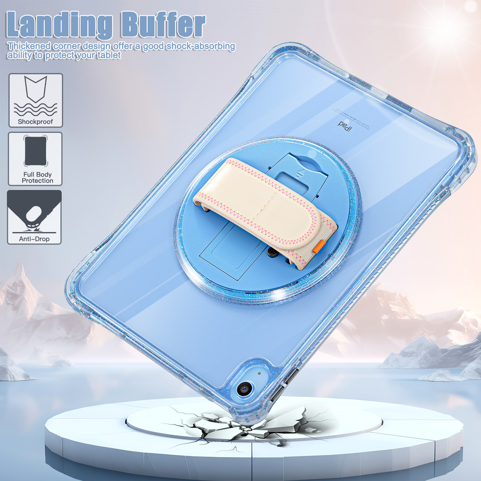 Transparent Protective Case For iPad With Hand Strap And Pencil Holder Shockproof 10th 10.9 inch 2022 