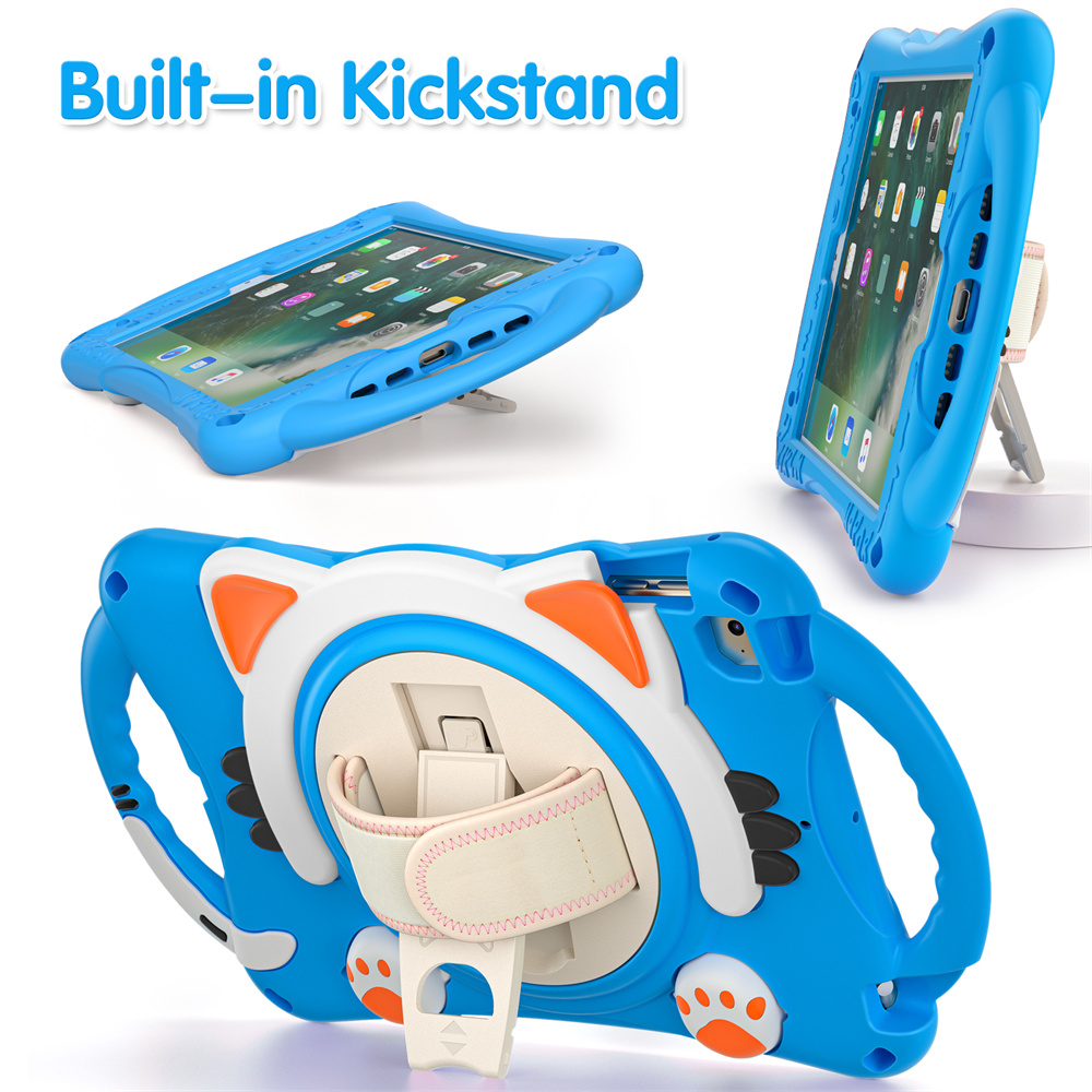 Perfect Protection Cartoon Kids Tablet Case for iPad mini 1 2 3 4 5 Cover Case With Shoulder Strap