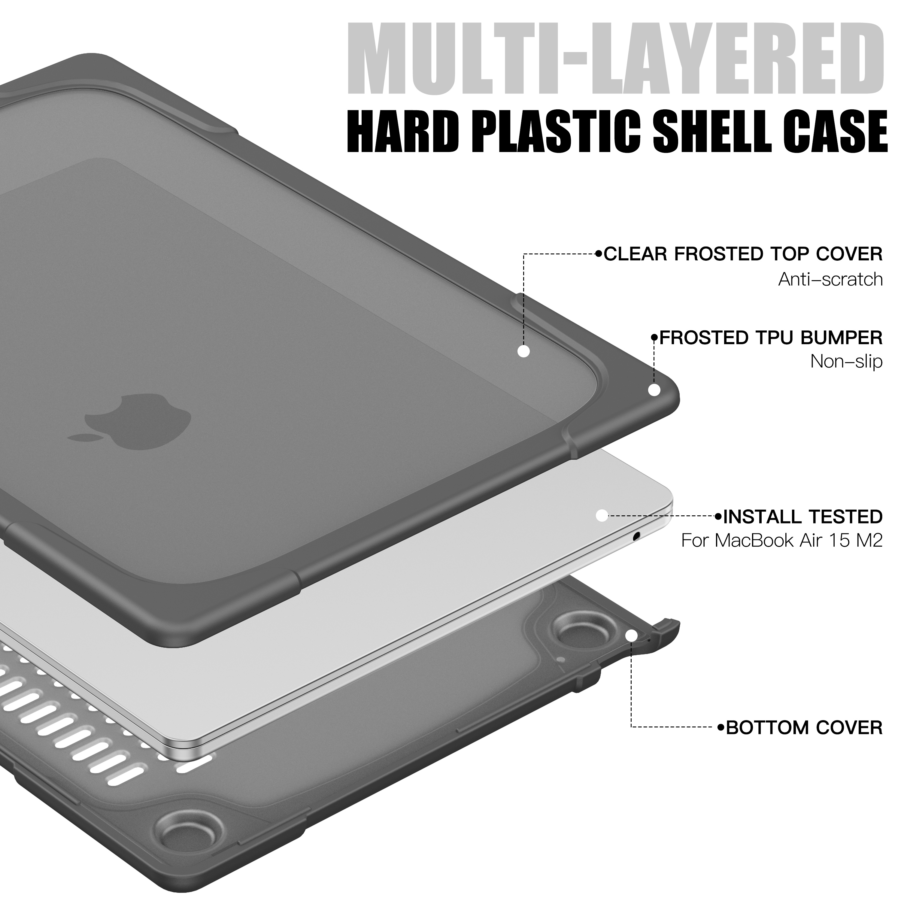 Simple Fashion Laptop Computer Perfect Protection Protective Case For Macbook Air 15 A2941 2023