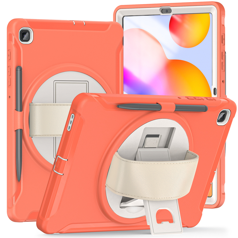 Tablet Accessories Hybrid Rugged Cover For Samsung Galaxy Tab S6 lite Case With Rotating Hand Strap