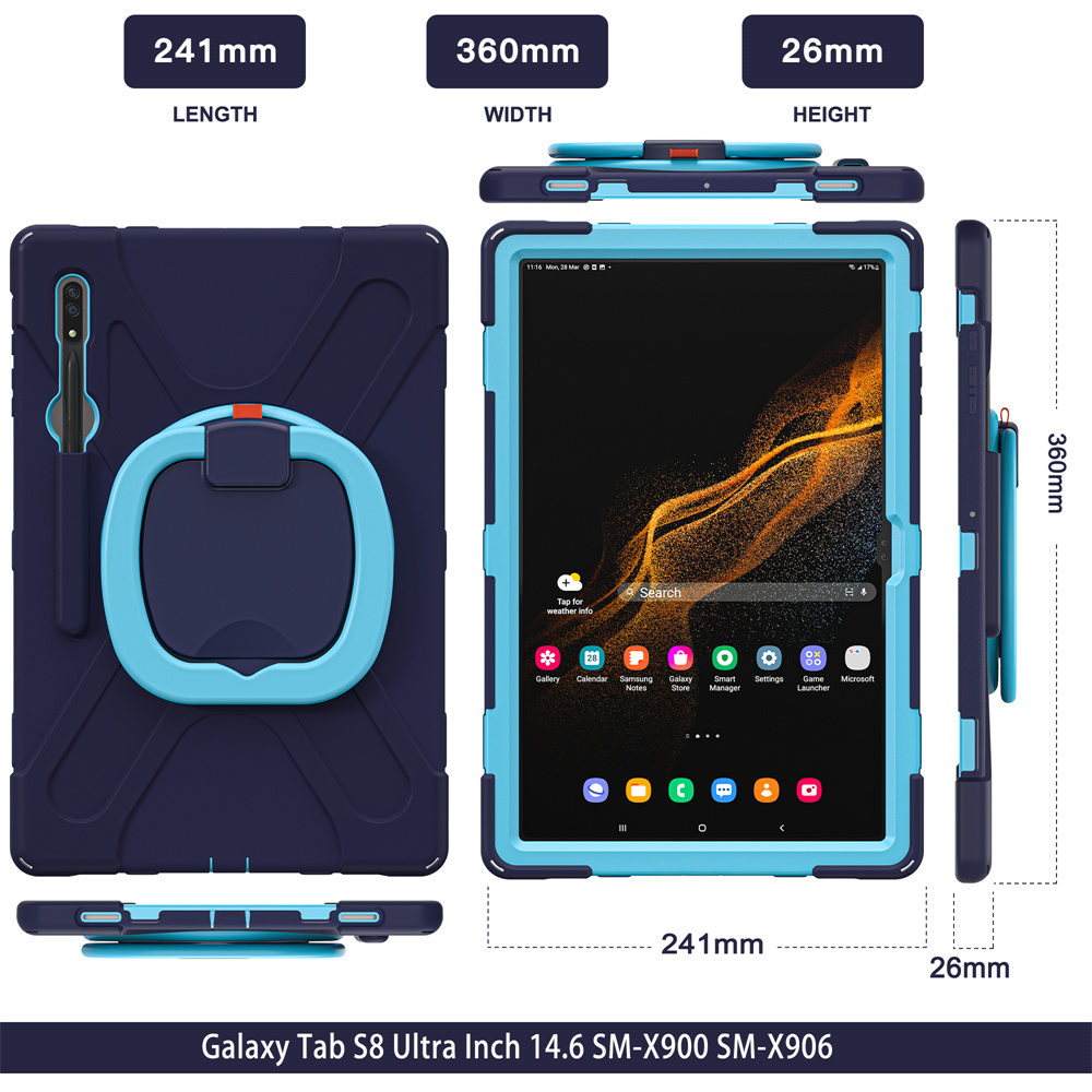 Tablet Accessories Rugged Silicone Case For Samsung Galaxy Tab S8 Ultra Case 14.6 inch Back Cover Case