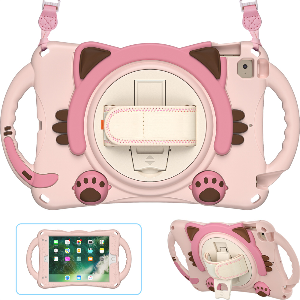 Perfect Protection Cartoon Kids Tablet Case for iPad mini 1 2 3 4 5 Cover Case With Shoulder Strap
