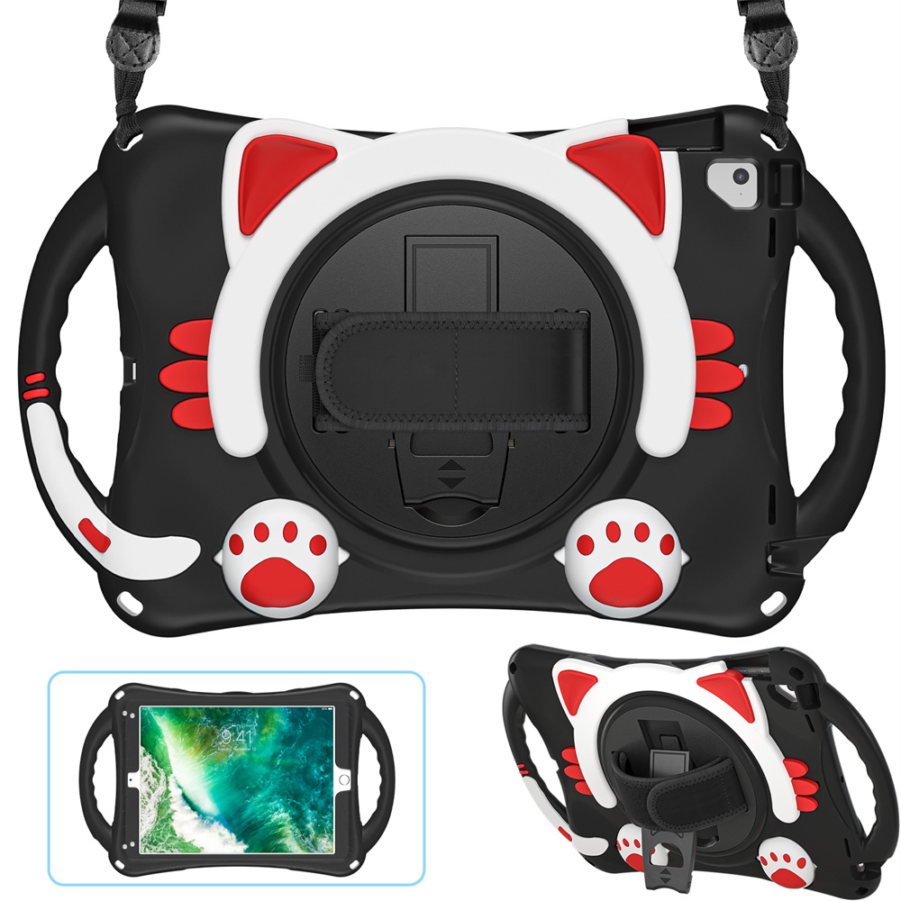 Kids cartoon design tablet back cover case for iPad 2017 2018 Pro 9.7 AIr 2 case with shoulder strap