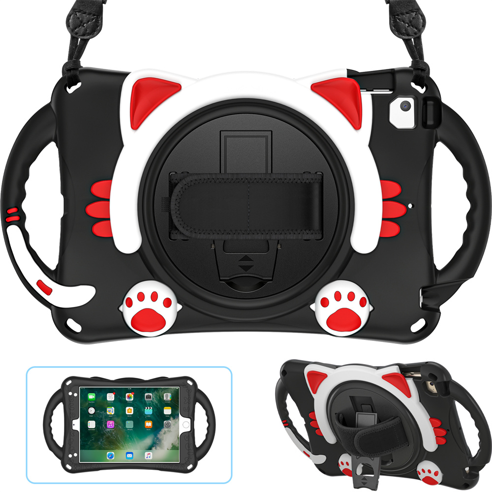 Perfect Protection Cartoon Kids Tablet Case for iPad mini 1 2 3 4 5 Cover Case With Shoulder Strap