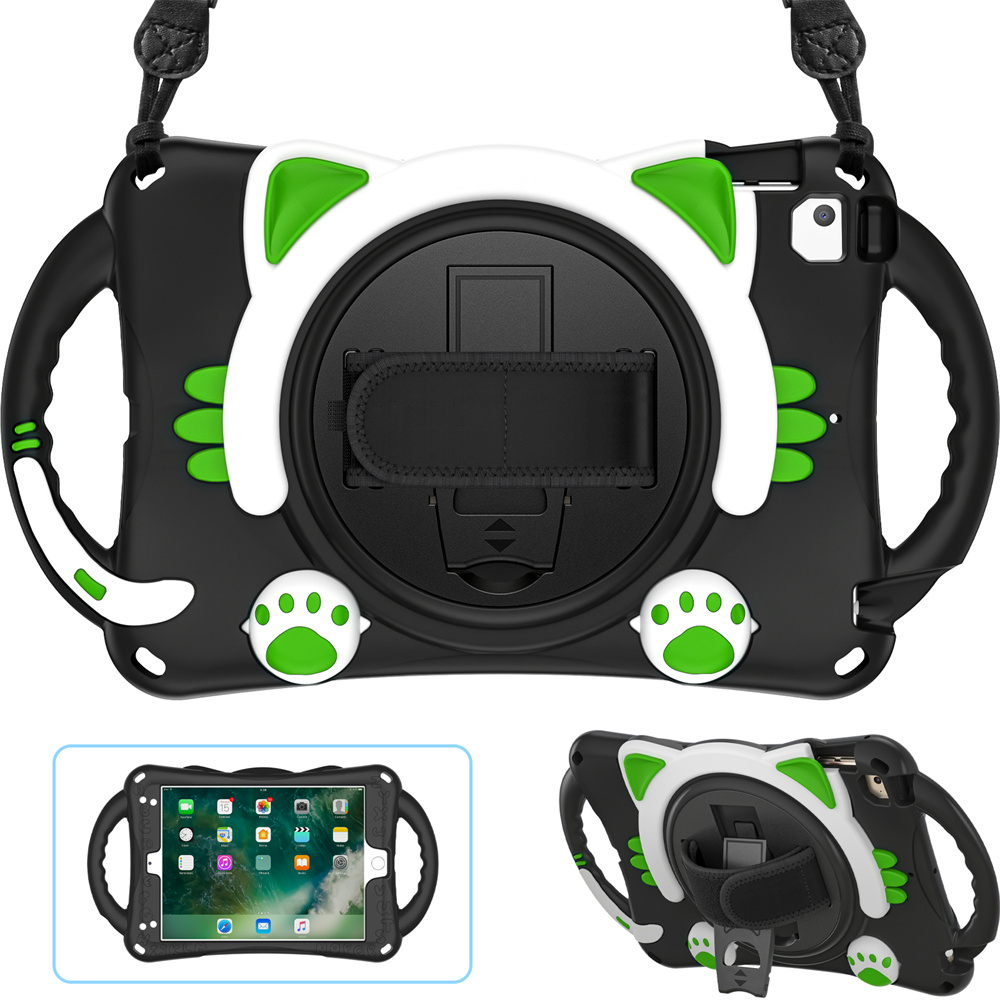 Perfect Protection Cartoon Kids Tablet Case for iPad mini 1 2 3 4 5 Cover Case With Shoulder Strap