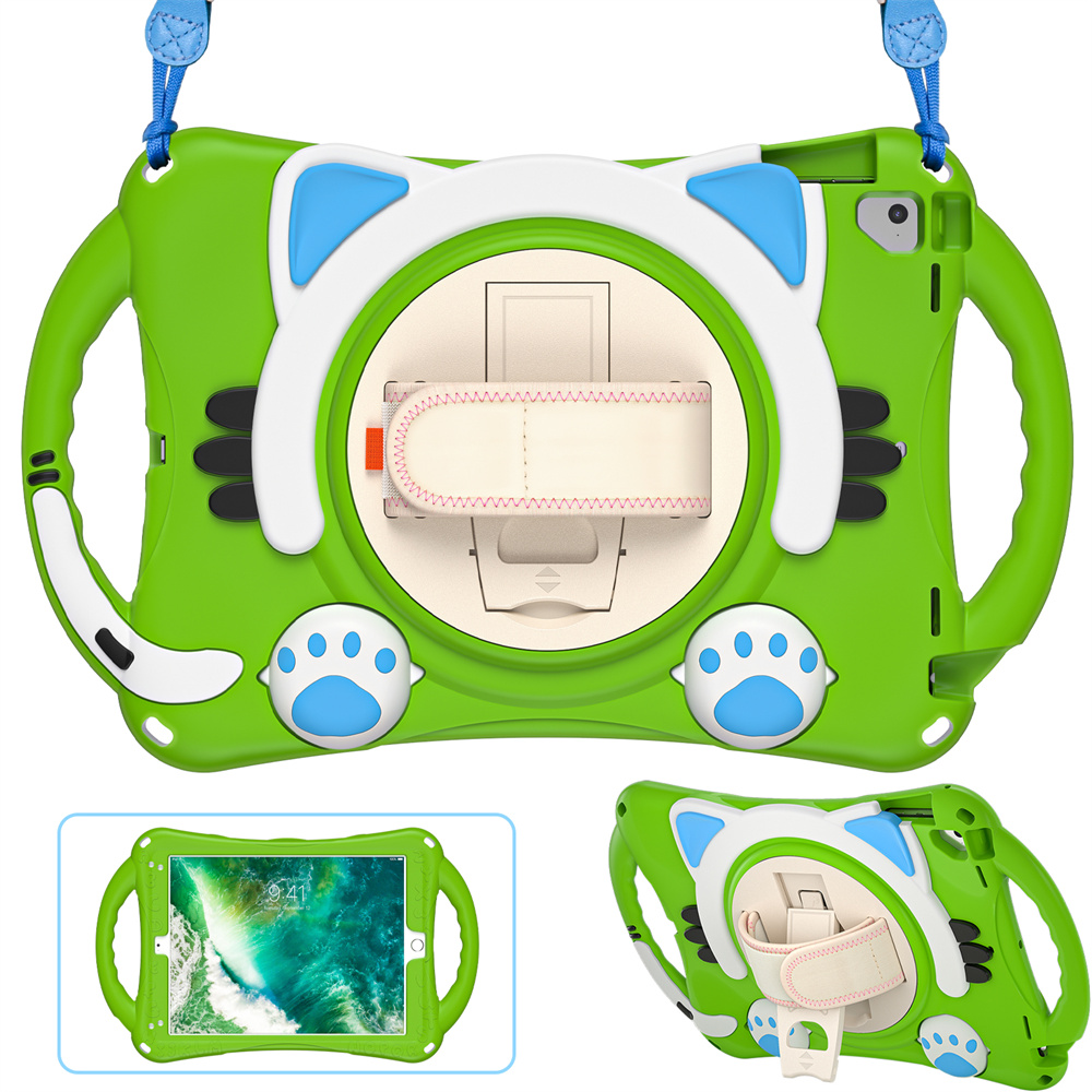 Kids cartoon design tablet back cover case for iPad 2017 2018 Pro 9.7 AIr 2 case with shoulder strap