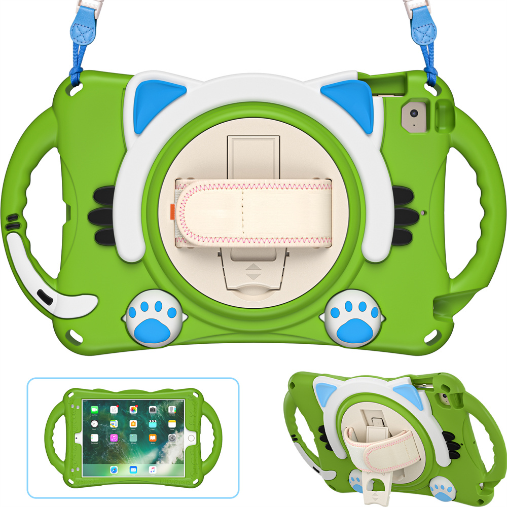 Perfect Protection Cartoon Kids Tablet Case for iPad mini 1 2 3 4 5 Cover Case With Shoulder Strap