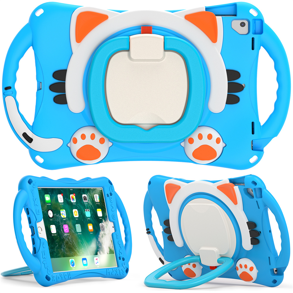 Cartoon design tablet cover case for ipad 2017 2018 Pro 9.7 2016 Air Air2 case with kickstand and shoulder strap