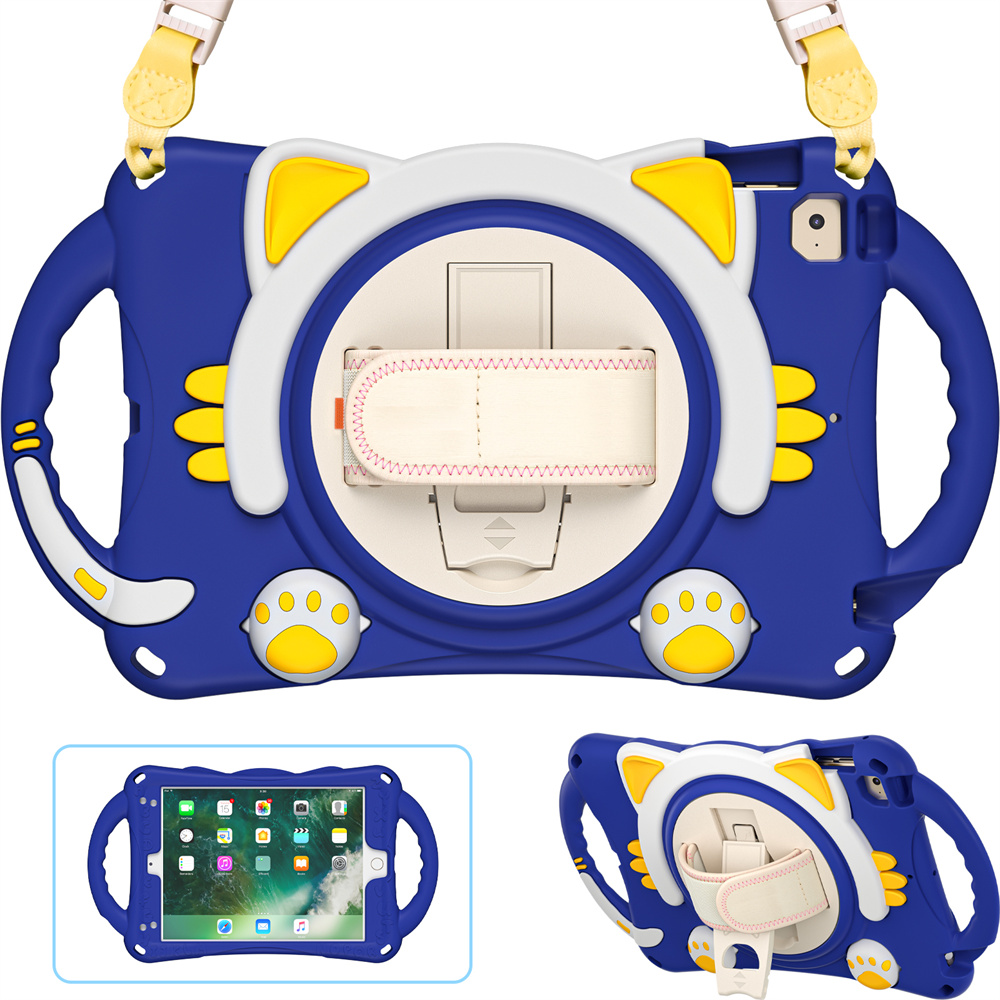 Perfect Protection Cartoon Kids Tablet Case for iPad mini 1 2 3 4 5 Cover Case With Shoulder Strap