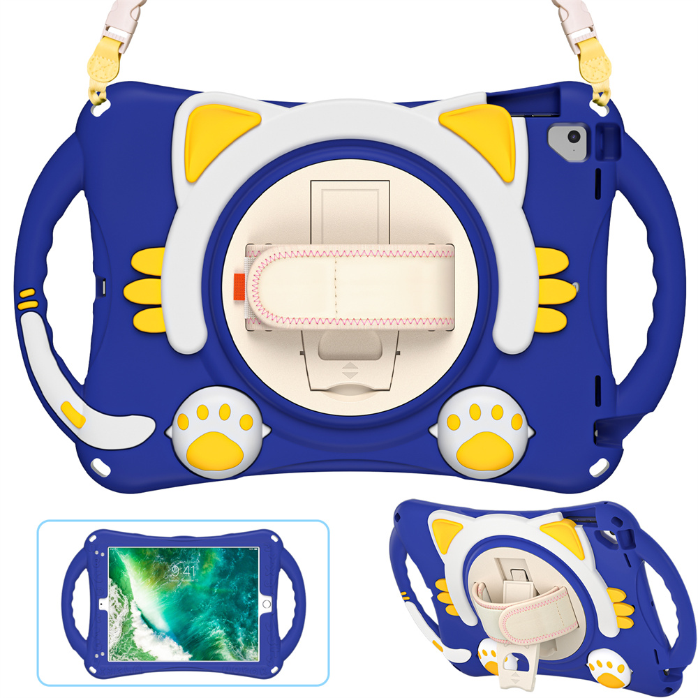 Kids cartoon design tablet back cover case for iPad 2017 2018 Pro 9.7 AIr 2 case with shoulder strap