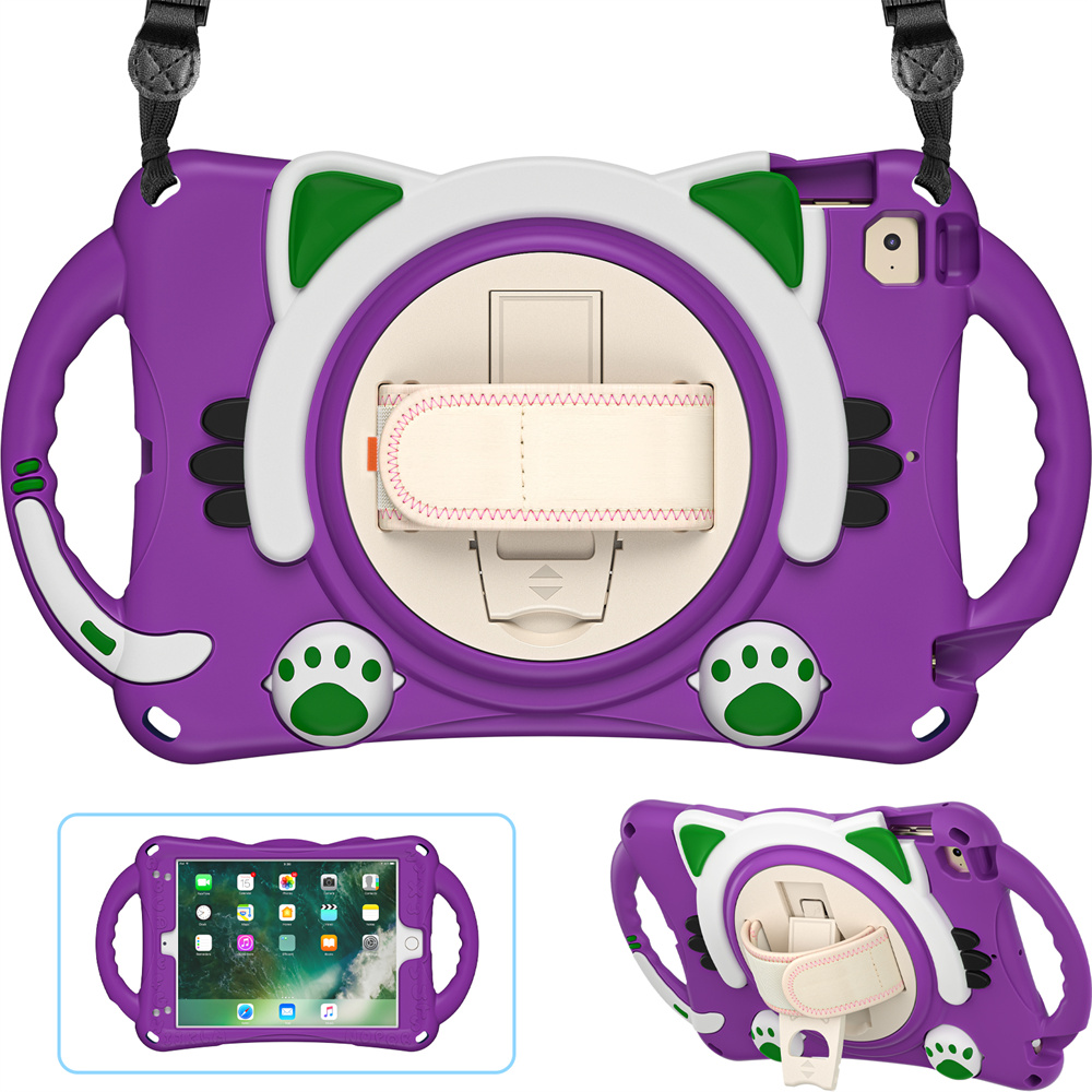 Perfect Protection Cartoon Kids Tablet Case for iPad mini 1 2 3 4 5 Cover Case With Shoulder Strap