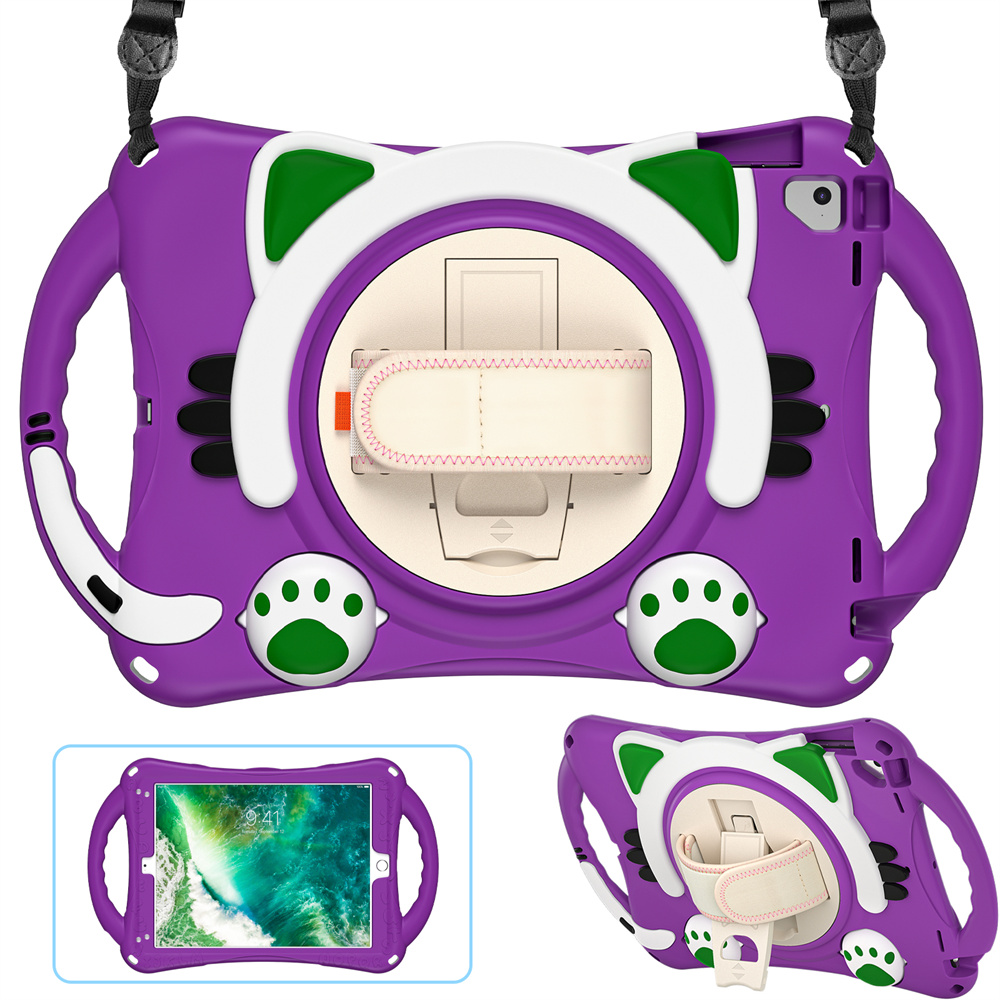 Kids cartoon design tablet back cover case for iPad 2017 2018 Pro 9.7 AIr 2 case with shoulder strap