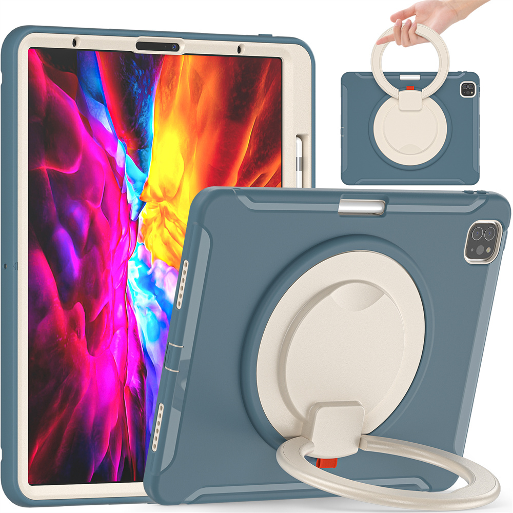 Anti shock tablet swivel case for ipad Pro 12.9 2020/2018 TPU Case With Kickstand
