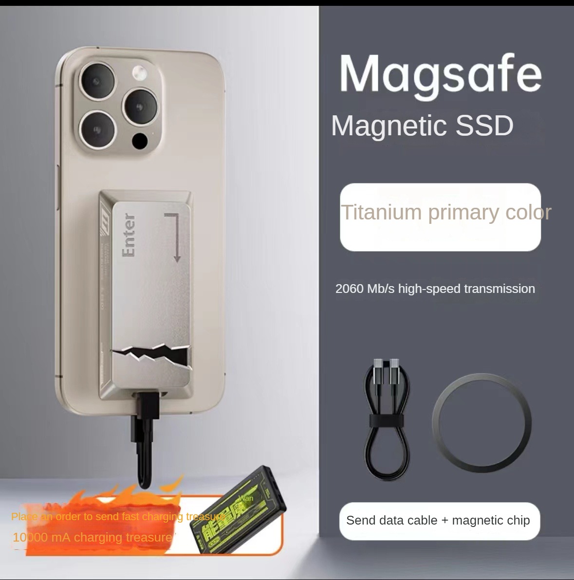 Magsafe Magnetic Portable SSD External Hard Drive for Mobile Phone and Computer Backup