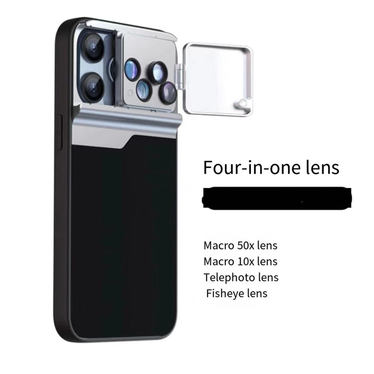 iPhone Five-in-One Lens Phone Case with Telephoto and Macro External Fish Eye Macro Lens