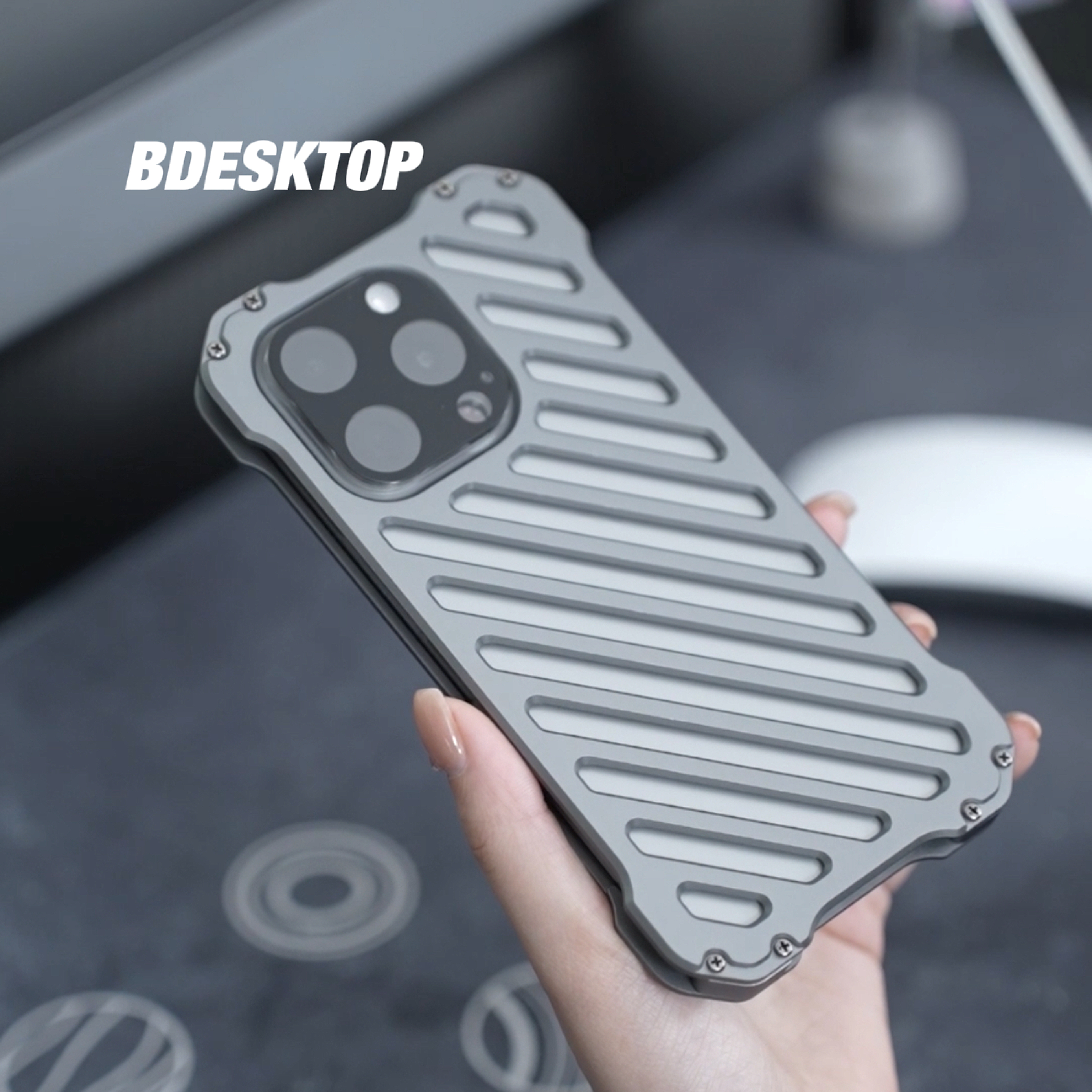  Bdesktop Design Shop｜Metal Case for iPhone 15, Hollow Design Shockproof Aluminum Alloy Hard Protective Phone Cover for iPhone 14 Pro 6.1 Inch 