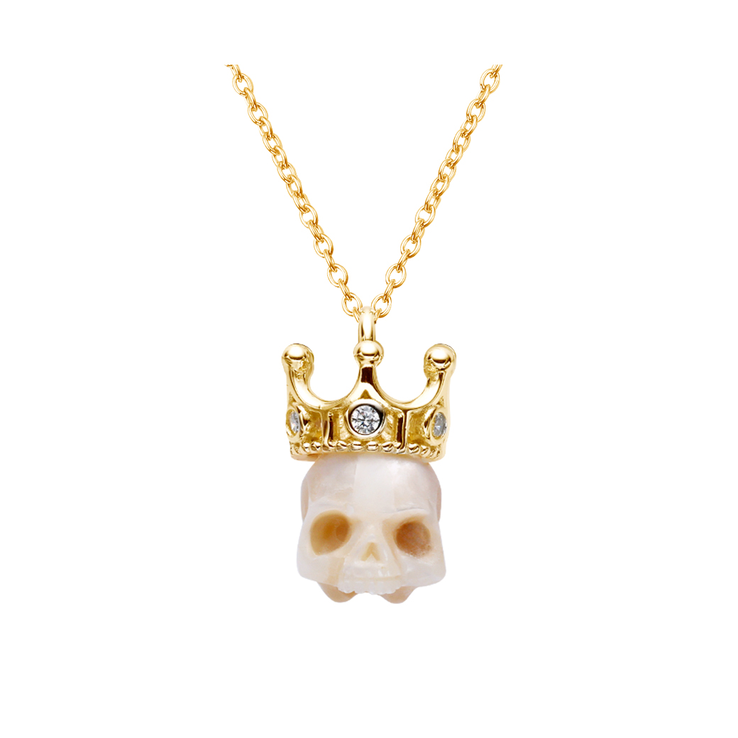 Crown Pearl Skull Necklace Handmade-isyoujewelry