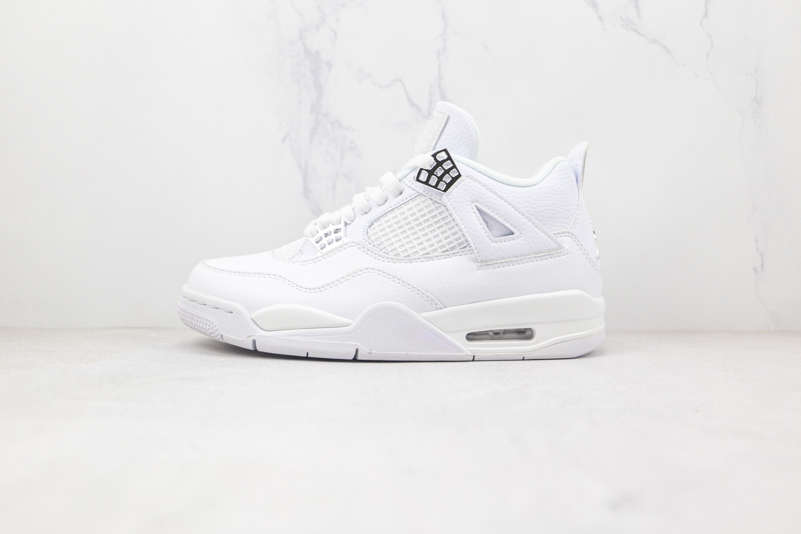 Air Jordan 4 Retro Men's Basketball Shoes Item Number: 308497 100 Pure Silver Buckle