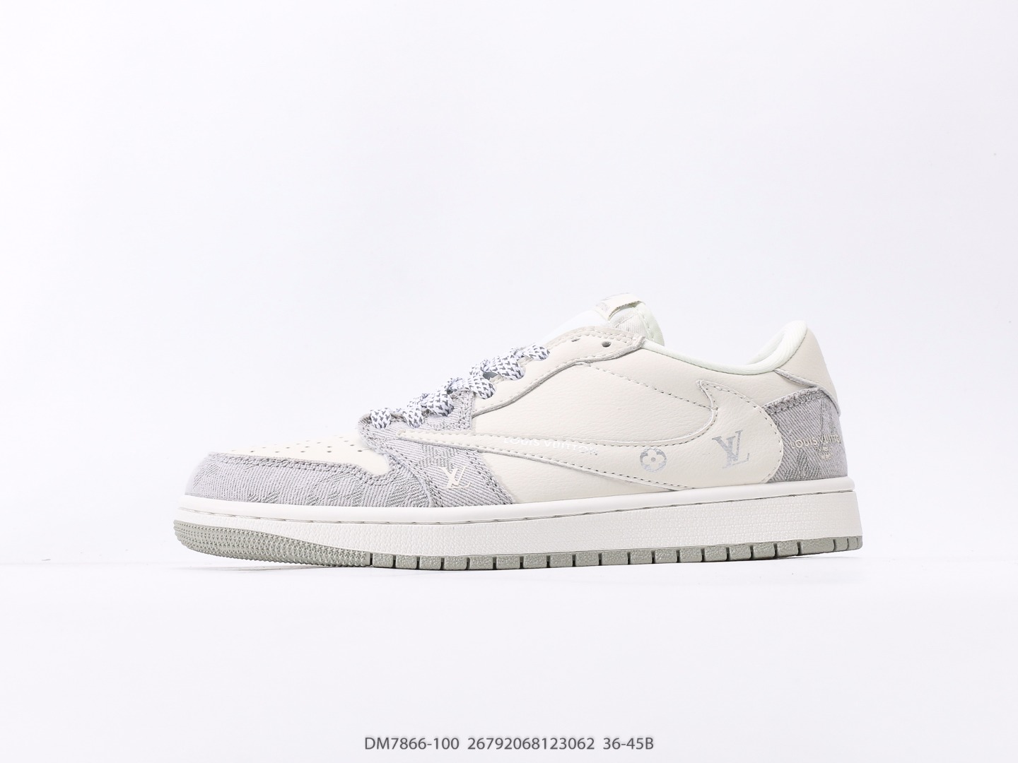 Fragment x Travis Scott x LV Air Jordan 1 Low three-party joint inverted hook item number: DM7866-100#26792068123063