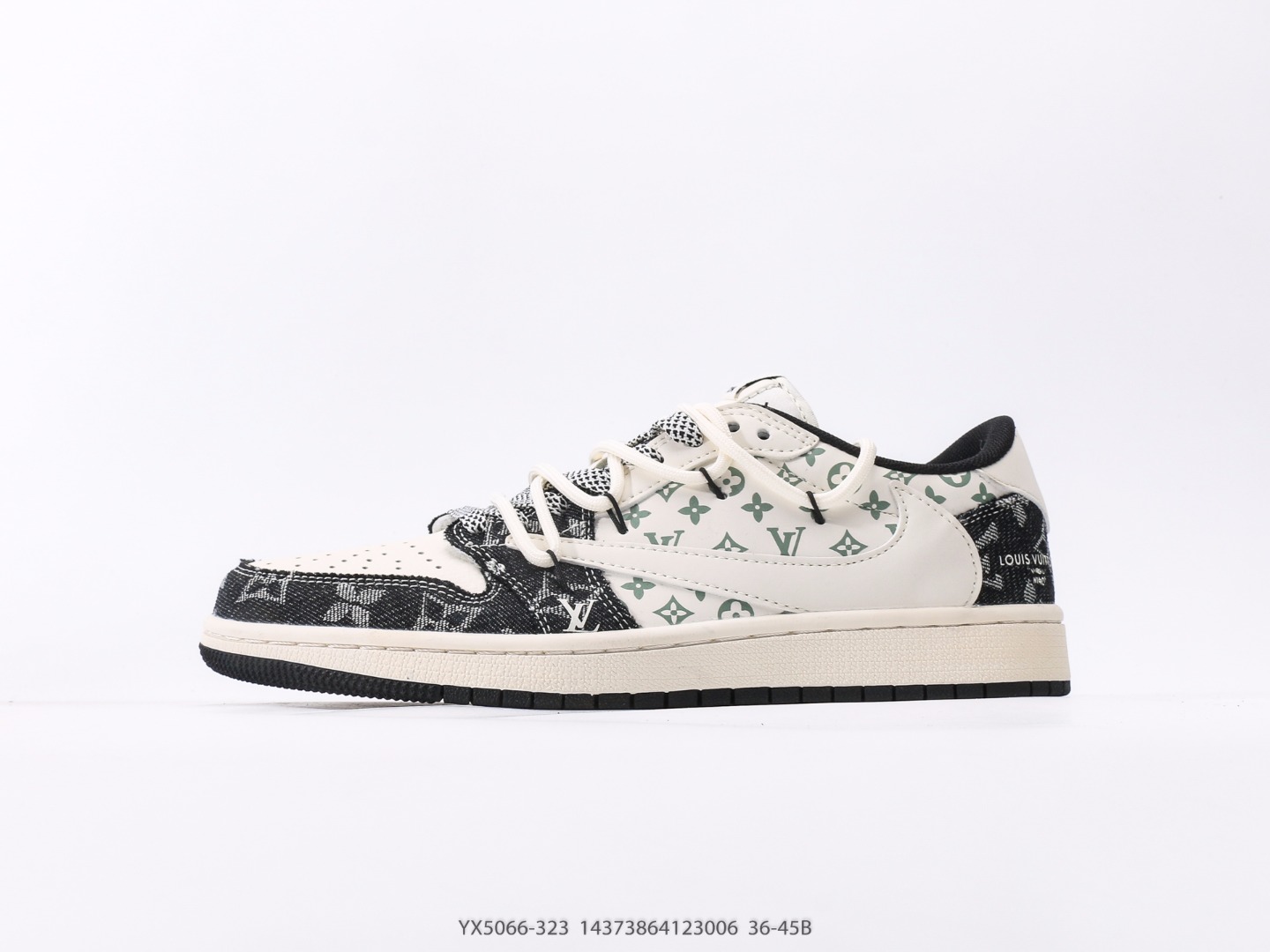Fragment x Travis Scott x LV Air Jordan 1 Low three-party joint inverted hook item number: YX5066-323#14373864123006