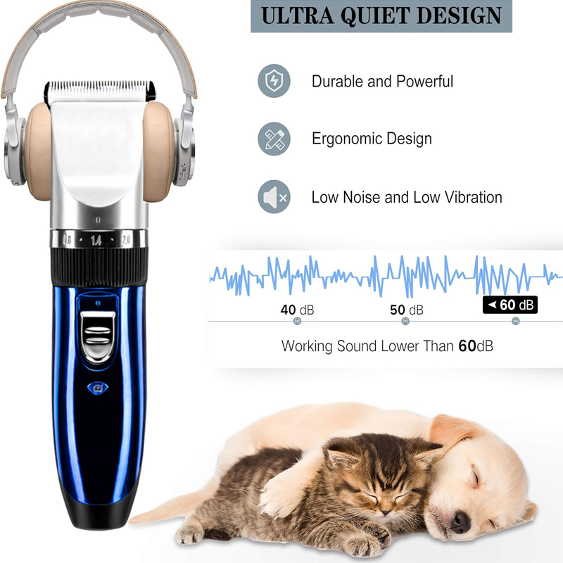 Customize Pet Shaver Clippers Low Noise Rechargeable Cordless Electric Quiet Hair Clippers Set for Dogs Cats Pets