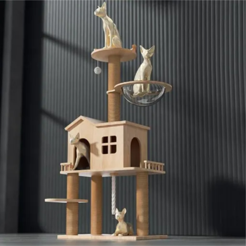 Wholesale wooden big cat climbing tree