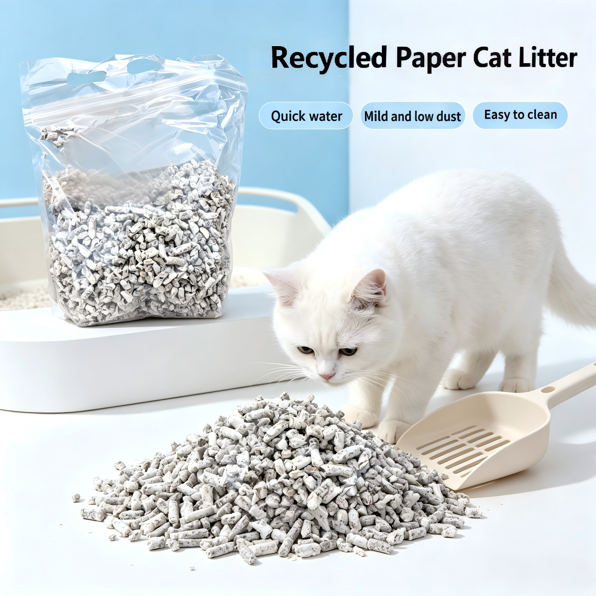 Environmental Protection Biodegradable Recycled newspaper cat litter