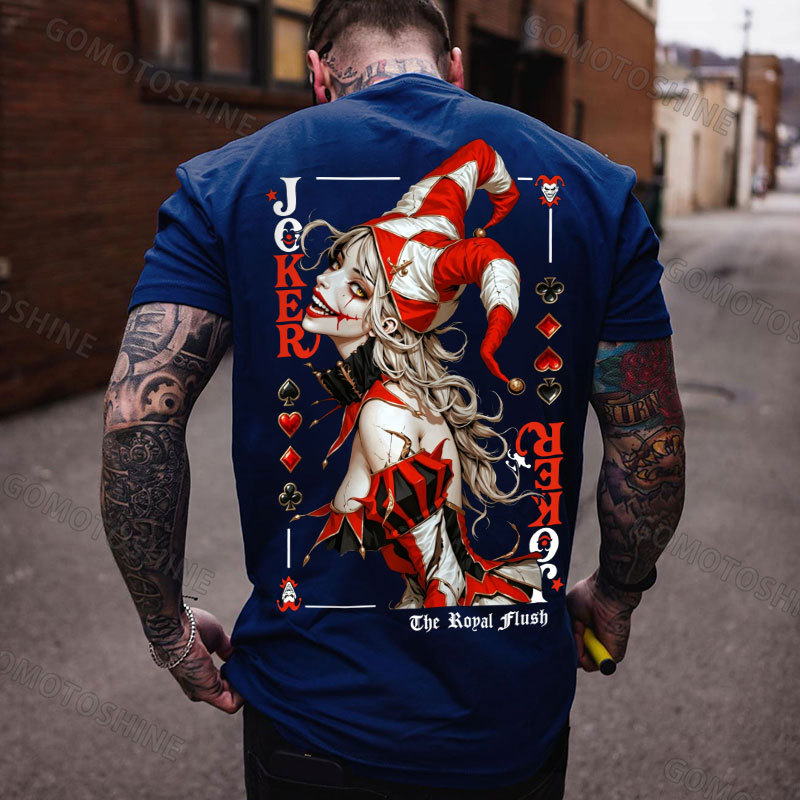 Poker Joker Girl Print Men's T-shirt