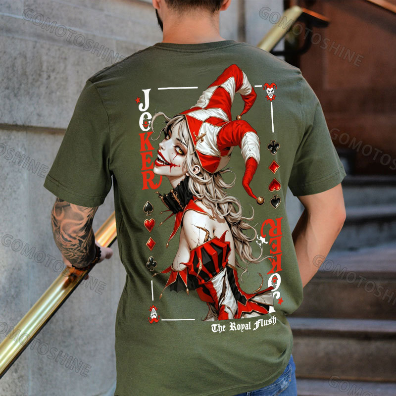 Poker Joker Girl Print Men's T-shirt