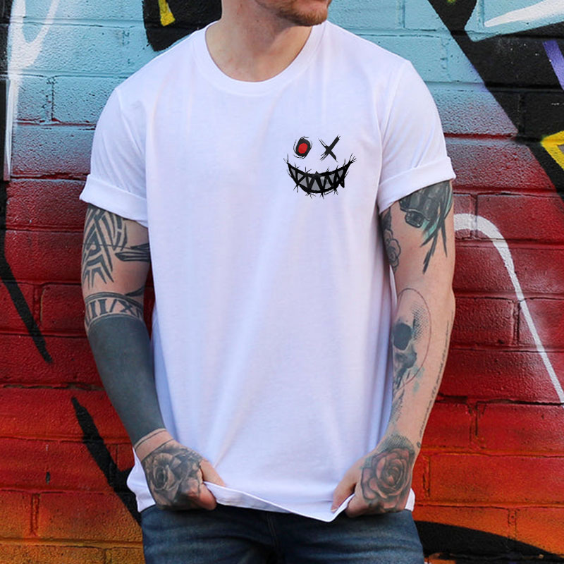 Evil Emoji Graphic White Print Men's T-shirt