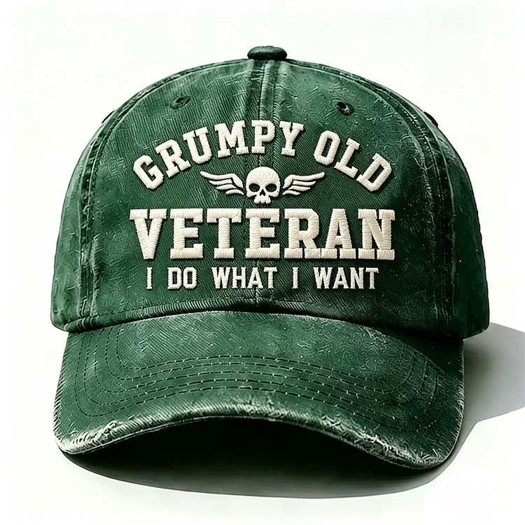 Grumpy Old Veteran I Do What I Want Embroidery Cap