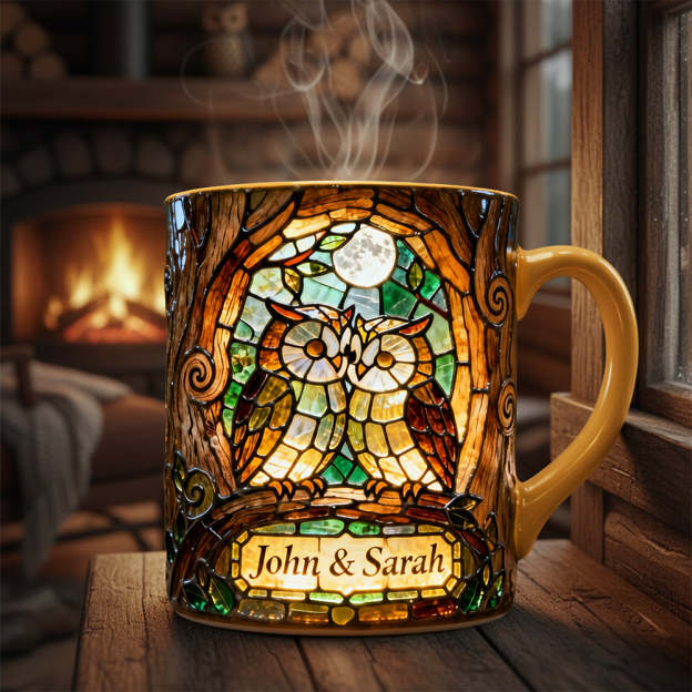Owl Couple Valentine Coffee Mug - Personalized Gifts For Couple 