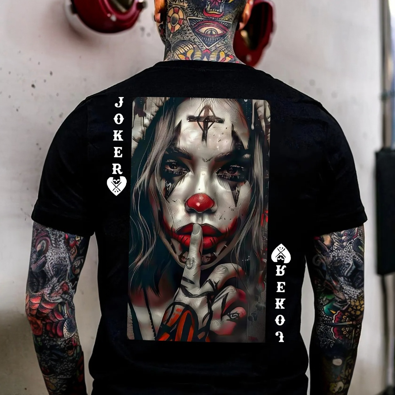 POKER JOKER GIRL Keep Silent Print Men's T-shirt