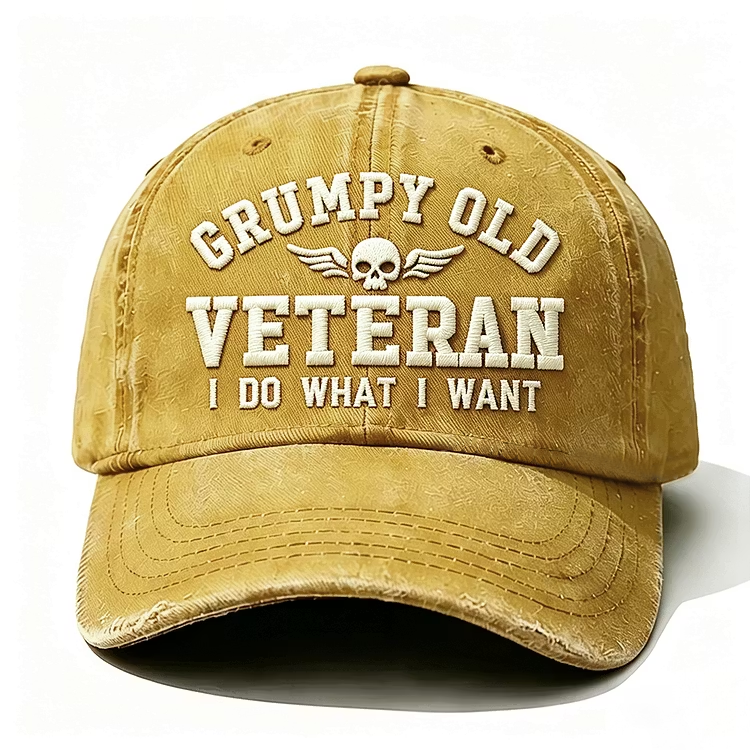 Grumpy Old Veteran I Do What I Want Embroidery Cap