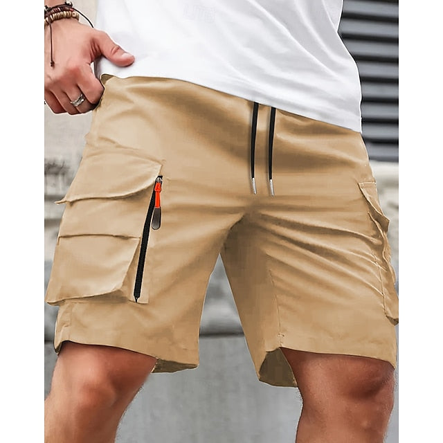 Men's Summer Cargo Shorts | Elastic Waist | Multi-Pocket | Knee Length