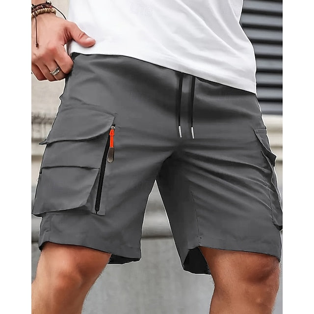 Men's Summer Cargo Shorts | Elastic Waist | Multi-Pocket | Knee Length